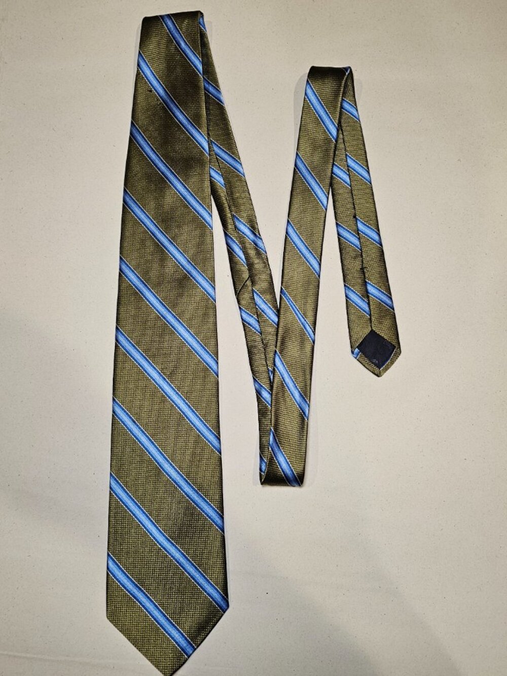 Brooks Brothers 346 Silk Tie Green Blue Striped Men's Designer Classic USA